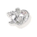 Silver-plated heart-shaped crystal pendant with intricate rose flower detail - White Silver Plated