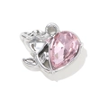 Silver alloy rose flower pendant with a faceted pink water drop crystal gemstone - Pink Silver Plated
