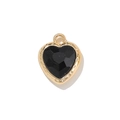 Golden heart pendant featuring a faceted black crystal stone with textured edges - Black (Gold Base)
