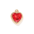Classic bright red glass heart pendant with polished gold alloy frame and faceted finish - Red (Gold Base)