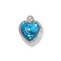 Sky blue heart-shaped crystal pendant with silver beaded edge alloy frame - Blue (Silver Base)