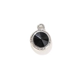 Colgante de aleación de plata con piedra de nacimiento negra tallada para joyas DIY - Negro Plateado