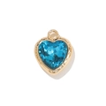 Sky blue heart-shaped crystal pendant with gold-plated frame for DIY jewelry making - Blue (Gold Base)