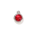 Colgante de aleación de plata con cristal rojo redondo de la suerte para joyería DIY - Rojo Plateado