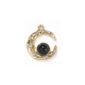Gold moon pendant with black bead and tiny rhinestones for DIY jewelry making - Black Plated Gold