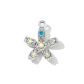 Ciondolo a forma di fiore a cinque petali in lega d'argento con strass AB colorati - Stile Completo Strass AB (Base Argento)