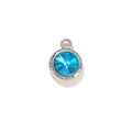 Colgante redondo de aleación de plata con cristal azul claro para joyería creativa - Azul (Bañado en Plata)