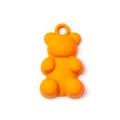 Matte orange gummy bear charm pendant with integrated loop for DIY jewelry making - Orange (Large)