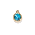 Colgante de piedra natal azul cielo con marco redondo texturizado chapado en oro - Azul Chapado en Oro