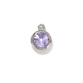 Colgante de piedra de nacimiento en plata con cristal violeta oscuro facetado - Púrpura Plateado