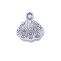 Elegant 14K gold-filled scallop shell pendant with sparkling cubic zirconia inlay - Silver Style - White Shell