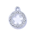 Silver hollow flower clover pendant with sparkling white rhinestones for DIY jewelry - Silver Round White Rhinestone Style