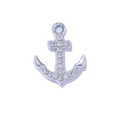 14K gold filled starfish sailboat pendant with zircon inlay for DIY jewelry crafting - Anchor Shape / 15x10mm / Silver Base White Rhinestone Anchor (Duo Bai Bai)