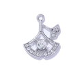 Ginkgo leaf shaped pendant with sparkling crystals and silver plated alloy finish - Ginkgo / Silver
