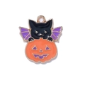 Halloween black cat and pumpkin enamel alloy pendant with golden edges for DIY jewelry - Black Cat Pumpkin