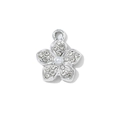 Ciondolo a forma di fiore a cinque petali in argento con cristalli e perla centrale - Stile Perla Strass Bianco (Base Argento)