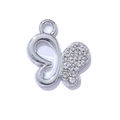 Ciondolo farfalla d'argento con cristalli di zircone e design traforato per gioielli - Cornice Argento Strass Bianco (Base Argento Bianco)
