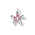 Pendente a fiore a cinque petali con cristalli rosa e AB e base in metallo argento - Stile Rosa Strass AB (Base Argento)
