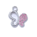 Ciondolo a farfalla in lega d'argento con zircone rosa per gioielli fai-da-te fatti a mano - Cornice Argento Strass Rosa (Base Argento Rosa)