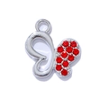 Ciondolo farfalla argento con strass rossi per creazione di gioielli fai da te - Cornice Argento Strass Rosso (Base Argento Rosso)