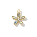 Pendente a fiore a cinque petali in lega con strass di cristallo in finitura oro lucido - Stile Completo Strass AB (Base Oro)