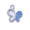 Ciondolo a farfalla argento con zirconi blu cielo per creazione gioielli fai-da-te - Cornice Argento Strass Blu (Base Argento Blu)