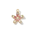 Pendaglio a fiore con strass rosa e cristalli AB con base dorata per gioielli fai da te - Stile Rosa Strass AB (Base Oro)
