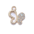 Exquisiter vergoldeter Schmetterlingsanhänger aus Legierung mit Zirkonia-Flügeldesign - Goldrahmen Weißer Strass (Gold Basis Weiß)