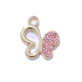 Goldener Schmetterlingsanhänger mit rosa Strasssteinen für DIY-Schmuckzubehör - Goldrahmen Rosa Strass (Gold Basis Rosa)