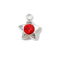 Star-shaped silver alloy pendant featuring a brilliant red faceted crystal center - Star Style / Silver Tone Red