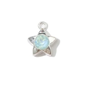 Silver star pendant with iridescent crystal for DIY jewelry making and necklaces - Star Style / Silver Tone Blue
