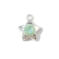 DIY silver star pendant with light green gemstone for necklaces and bracelets - Star Style / Silver Plated With Green Stone