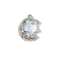 Pendentif étoile et lune avec incrustation irisée pour bijoux artisanaux - Lune Plaquée Argent avec Étoile Blanche
