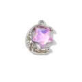 Pendentif étoile et lune avec étoile dégradée rose et base argentée pour création bijoux - Style Étoile et Lune Imbriquées / Lune Plaquée Argent avec Étoile Violette