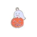 Halloween DIY charm with white ghost and orange pumpkin pendant in gold-plated enamel - White Ghost Pumpkin