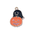 Halloween DIY pumpkin and ghost charm pendant with orange enamel and gold alloy finish - Black Ghost Pumpkin