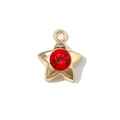 Pendentif étoile en alliage doré avec pierre précieuse rouge facettée pour bijoux DIY - Style Étoile / Ton Or Rouge