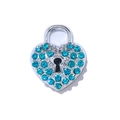 Herz-Lariat-Halskette in Silber-Finish mit hellblauen Strasssteinen besetzt - Silbernes Herz-Vorhängeschloss (Blauer Strass) / 10er Pack