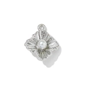 Zilveren bloemhanger met witte parel en getextureerde bloemblaadjes voor DIY-sieraden - Parelmoer / Zilver