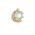 Pendentif croissant de lune doré avec étoile irisante pour création de bijoux DIY - Style Étoile et Lune Imbriquées / Lune Plaquée Or avec Étoile Blanche