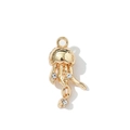 Colgante de medusa dorada con pedrería brillante y tema oceánico para joyería artesanal - Medusa / Dorado