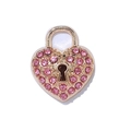 Lasso-Herzanhänger-Halskette mit rosa Strasssteinen und goldener Oberfläche für Damen - Goldenes Herz-Vorhängeschloss (Rosa Strass) / 10er Pack