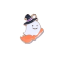 Halloween spook bedeltje met toenaarshoed en bezem voor DIY sieraden maken - Witte Geest Met Bezem