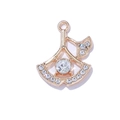Ginkgo leaf pendant in gold finish with sparkling white crystals and center stone - Ginkgo / Gold