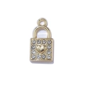Goldenes quadratisches Schloss-Anhänger mit Herzprägung und glitzernden Strasssteinen - Goldenes Rechteck-Vorhängeschloss (Weißer Strass) / 10er Pack