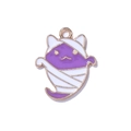 Halloween paarse mummie kat emaille hanger voor DIY maken van sieraden en kettingen - Wit En Paars Mummie Kat