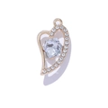 Elegant gold heart pendant with sparkling crystals and hexagonal center stone for jewelry DIY - White Heart / Gold