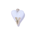 Elegant white enamel heart pendant with golden V-shaped base and metal jump ring - Metal Wrapped Style / White