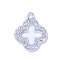 Ciondolo a quadrifoglio in argento con centro cavo e scintillanti pietre di zirconia - Stile Trifoglio Argento Strass Bianco
