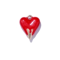 3D hartvormige hanger in rood emaille en goudkleur voor DIY-sieraden maken - Metaal Omwikkelde Stijl / Rood